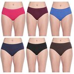 BODYCARE Women's Cotton Classic Panties in E26D, Pack of 6 (Blue, Wine and Pink, XX-Large)