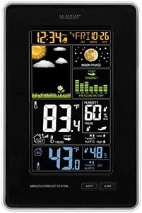 La Crosse Technology 308-1425B-INT Vertical Wireless Color Weather Station with Pressure, Black