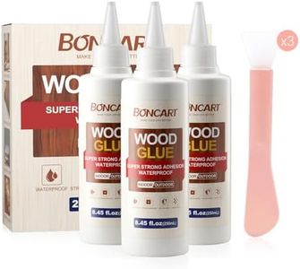 Boncart Wood Glue, 8.45fl.oz Super Strong Adhesion Wood Glue for Furniture Heavy Duty, Clear After Drying, Waterproof, for Woodworking, Crafts, Repair, Furniture Assembly (3 Pack)