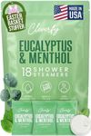 Cleverfy Shower Steamers Aromatherapy - 18 Pack of Eucalyptus & Mint Shower Bombs with Natural Essential Oils for Relaxation and Nasal Congestion. Stocking Stuffers for Women and Men.