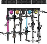 Bike Storage Rack Garage Wall Mount Hanger for 6 Bicycles + 5 Helmets, Heavy Duty Tools Storage Hooks Adjustable Home Space Saving, Holds Up to 500lbs