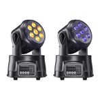 Areyourshop 2-Pack Moving Head Disco Lights - LED RGBW 70W DJ Stage Lights with Voice Control, Support DMX512, Sound-Activated for Clubs, Banquets & Parties