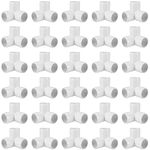MANCHAP 30 PCS 1 Inch 3 Way PVC Fitting, 90 Degree PVC Elbow Corner Side Outlet Tee Fitting, Heavy Duty PVC Pipe Connectors Furniture Fittings, Fit for 1 Inch Pipe, White