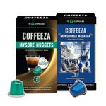 Coffeeza Mysore Nuggets & Monsooned Malabar Indian Single-Estate Specialty Coffee Variety Pack - 100% Arabica Coffee | Box of 2 (20 Coffee Pods)