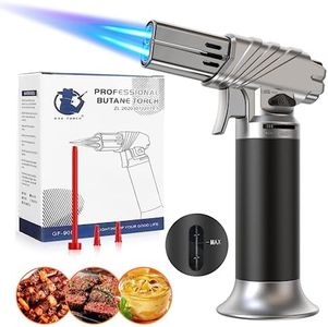 Torcia Cucina, Doppia Fiamma Bruciatori a Fiamma Regolabile Accenditore Torcia a Gas Butano Cannello per Saldatura Blocco/Creme Brulee/Barbecue (Butano Non Incluso)