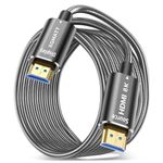 XGMATT 8K HDMI Cable 10M,48Gbps Ultra High Speed Steel Armour Optical HDMI 2.1 Cable 8K@60Hz 4K@120Hz Dynamic HDR eARC Dolby HDCP 2.2 & 2.3 for HDTV/Projector/Home Cinema/TV