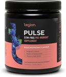 Legion Pulse Pre Workout Supplement - All Natural Nitric Oxide Preworkout Drink to Boost Energy, Creatine Free, Naturally Sweetened, Beta Alanine, Citrulline, (Caffeine-Free Blue Raspberry)