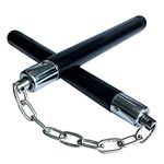 Safe Solid Rubber Training Nunchucks Nunchakus with Steel Chain and Bearing Ball System only for Beginners,Adults and Professionals Perform, Practice, Training,Exercise (1PCS-Black)