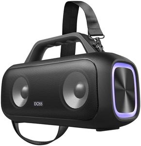DOSS Extreme Boom S Wireless Portable Bluetooth Speaker with 60W Stereo Sound, Rich Bass, IPX6 Waterproof, 25H Playtime, Power Bank, TWS, LED Lights, Outdoor Speaker for Camping,Beach, Pool-Black