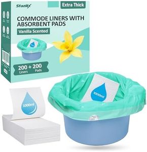Commode Liners with Absorbent Pads, Premium Quality (40 Mil) – Bedside Commode Liners, 200 Liners + 200 Super Absorbent Pads, Extra Thick, Leak-Proof, Gel-Lock Absorbent Core, Drawstring Closure