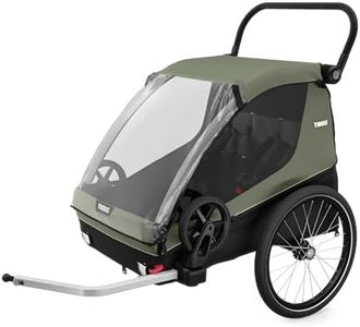 Thule Courier Child Bike Trailer, Fits 2 Kids, 100lb Total Capacity, 5-Point Safety Harness, Converts to Cargo Trailer