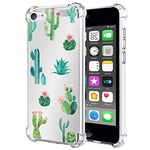 Yodueiv Phone Case for iPod Touch 7 / iPod Touch 6 / iPod Touch 5 Case for Girls Women, Soft Clear TPU Protective Transparent Case Cover for Apple iPod Touch 5/6/7th (Cactus)