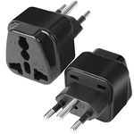 2-Pack UK to Switzerland Plug Adapters Swiss Power Converter Grounded Universal Travel Adapter 3 Pin Switzerland International Type J Plug (Black)