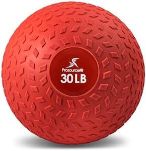 ProsourceFit Slam Medicine Ball, Tread Textured Grip Dead Weight Balls for Strength and Conditioning Exercises, Cardio and Core Workouts, 30lb, Red