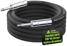 AA AUDIO ACCESSORY Speaker Cable 1/4 Inch 6.6ft, True 12AWG OFC, OD 10.5mm, Kevlar-Reinforced Nylon Braided Speaker Cord, Triple Shielded for Noiseless Audio, for Electric Guitar Amp, PA Sound System