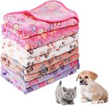 8 Pieces Fluffy Puppy Cats Blanket with Cute Printed Paws, Soft Flannel Snuggle Blankets, Washable Warm Pet Sleep Bed Couch Cushion Mat for Puppies Small Dogs Cats Kittens Rabbit-23.6 x 15.7in
