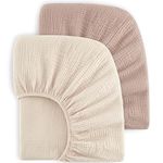 Bearmoss Muslin Crib Sheets 100% Cotton Baby Crib Sheets Fitted for Standard Crib Mattress & Toddler Bed Mattress 52"x28" Soft Breathable Crib Sheet Neutral for Boys Girls - 2 Pack (Baby Face)