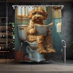 Reateforin Funny Cute Dog Shower Curtain for Kids Girls Boys Funny Animals Dog Lovers Gift Bathtub Curtains Set Vintage Country Shower Curtain for Restroom Waterproof Bathroom Decor Set 72"x72"