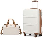 Kono Luggage Sets of 2 Piece Lightweight 55x40x22cm ABS Hard Shell Travel Carry on Suitcase with TSA Combination Lock + Ryanair 40x20x25cm Cabin Bag (Cream White, 20 Inch Luggage Set)