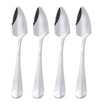 4 Pcs Grapefruit Spoon with Serrated Edge Stainless Steel Fruit Scraping Spoon Stainless Steel Serrated Spoon for Watermelon Citrus Fruits Kiwi Dessert Kitchen Usage