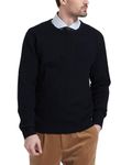 KALLSPIN Men's Cable Knit Crewneck Sweater Pullovers Cashmere Wool Blended Relax Fit Knitwear(Black,2X-Large)