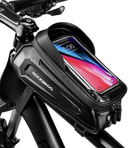 ROCKBROS Bike Phone Bag Bicycle Front Frame Bag Waterproof Top Tube Handlebar Bag Bike Phone Mount Bag EVA Cycling Accessories Pouch for iPhone 11 XS Max XR 8 7 Plus Below 6.8”