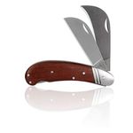 Linsen-outdoors Pruning Knife, Double Blade Grafting Knife, Stainless Steel Garden Budding Knife, Folding Pocket Knife For Grafting Multi Cutting Tool, Weed Branches Mushroom Diggig Knife