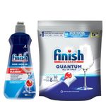 Finish 50 Tablets, Powerball Quantum All in 1 Max Dishwasher Tabs + Rinse Aid Liquid 400 ml, Shine & Dry | World's #1 Recommended Dishwashing Brand