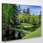 DOLUDO Wall Art Prints Augusta Masters Golf Course Landscape Painting Canvas Poster Hole Water Pictures for Living Rooms Men's Office Home Decor With Inner Frame