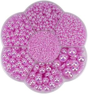 5800 Half Pearls for Crafts, Flatback Pearls for Artwork Making, DIY Rhinestones Accessory Nail Art, Face Gems Jewels - AB Light Purple