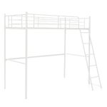 Multigot Loft Bunk Bed, Metal Ladder Bed Frame with Safety Guardrail, Single Space-Saving High Sleeper Beds for Kids Teens Adults (White)