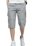 TAGDO Men's Solid Cotton Shorts (RF-Cotton-Shorts-2003-Silver-XXL)