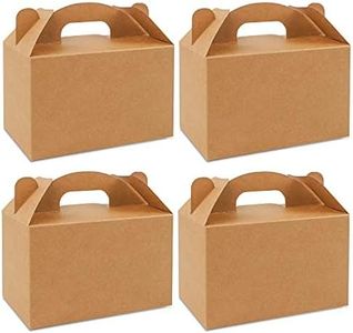 Moretoes 36 Pack Party Treat Boxes, 6 x 3.5 x 3.5 Inches Brown Gift Boxes with Handles, Kraft Party Favor Boxes for Keeping Candy, Cupcake, Cookies