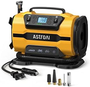 AstroAI Tire Inflator Portable Air Compressor Pump 150PSI 12V DC/110V AC with Dual Metal Motors &LED Light， Automotive Car Accessories&Two mode for car, bicycle tires and air mattresses, Yellow