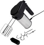 Amazon Basics 6 Speed Electric Hand Mixer with Dough Hooks, Beaters and Turbo Button, 6 litres, Black and Stainless Steel