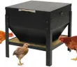 Solution4Patio All Metal Chicken Feeding Box 80 lbs Large Capacity Portable, Waterproof Lid, Hens and Roosters, No Waste Coop Poultry, Galvanized Steel Feeder Standing for Chickens