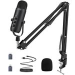 USB Gaming Microphone,ZealSound Noise Cancellation Mic Kit for Phone PC Computer Tablet with Boom Arm Stand,Podcast Condenser Mic set,Mute Button,Echo&Volume Gain Knob,Monitor,Streaming Recording ASMR