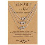 Friendship Necklace for 3 Love Knot Necklace Distance Matching Necklace for Best Friends Heart Pendant Necklace for Men Women