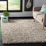 SAFAVIEH Hudson Shag Collection 9' x 12' Ivory/Grey SGH375A Chevron Non-Shedding Living Room Bedroom Dining Room Entryway Plush 2-inch Thick Area Rug
