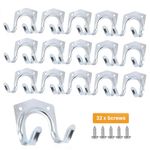 16 Pack Tool Garage Hooks Garden Tool Storage Organiser Heavy Duty Hooks for Hanging Ladder I 7.5cm x 7cm x 5.5cm with 32screws I Ropes, Garden & Garage Tools