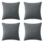 Hafaa Cushions with Covers Included 45 x 45 Cm Set of 8 (4 Grey Cushion Covers, 4 Cushion Inserts) - Stripe Velvet Square Throw Pillow Case Decorative Sofa Cushion Covers with Invisible Zipper