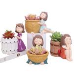 The Decor24 Cute Beautiful Combo Pack of 4 Girls Succulent Planter Pots Resin Creative Flowerpot Plant Pots Planter Container for Home Garden