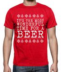 It's The Most Wonderful Time for A Beer Funny Ugly Christmas Parody Men's Shirt (Red, Medium)