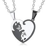 MenYiYDS Pack of 2 Cat Pendant Couple Necklace Black Silver Couple Necklace Puzzle Pendant Necklace for You and Your Lover Gift