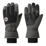 GUSTAVE® Ski Gloves Winter Gloves for Men Snow Gloves, Fashion Thermal Plush Lined Warm Gloves with Touchscreen, Anti-Slip Grip, Adjustable Windproof Elastic Cuff with Connector Clip