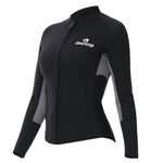 Owntop Womens Wetsuit Top, 2MM Neoprene Wetsuit Jacket Long Sleeves, Zipper Pockets, Keep Warm for Surfing, Snorkeling, Swimming (Women's, S)