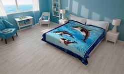 SOLARON Korean Super Thick Mink Blanket Twin Size 63" x 87" 3 Whales BM121