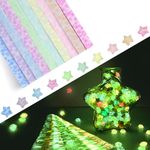 630 Sheets Luminous Origami Star Paper Strips, Glow in The Dark Paper Star Strips Lucky Star Decorative Folding Paper for DIY Hand Art Crafts