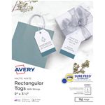 Avery Blank Printable Tags with Sure Feed, 2" x 3.5", White, 96 Customizable Tags with String, Great for Branding, Gift Tags, Price Tags, and More (22802)