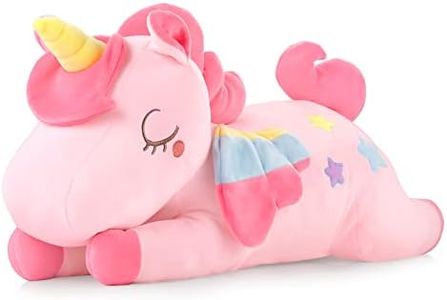 GAGAKU 66cm Almohada de Unicornio Peluche Unicornio Gigante Pulgadas para Niñas, Almohada de Animales de Peluche para Niñas, Niños y Adultos, Regalo de Cumpleaños - Rosa